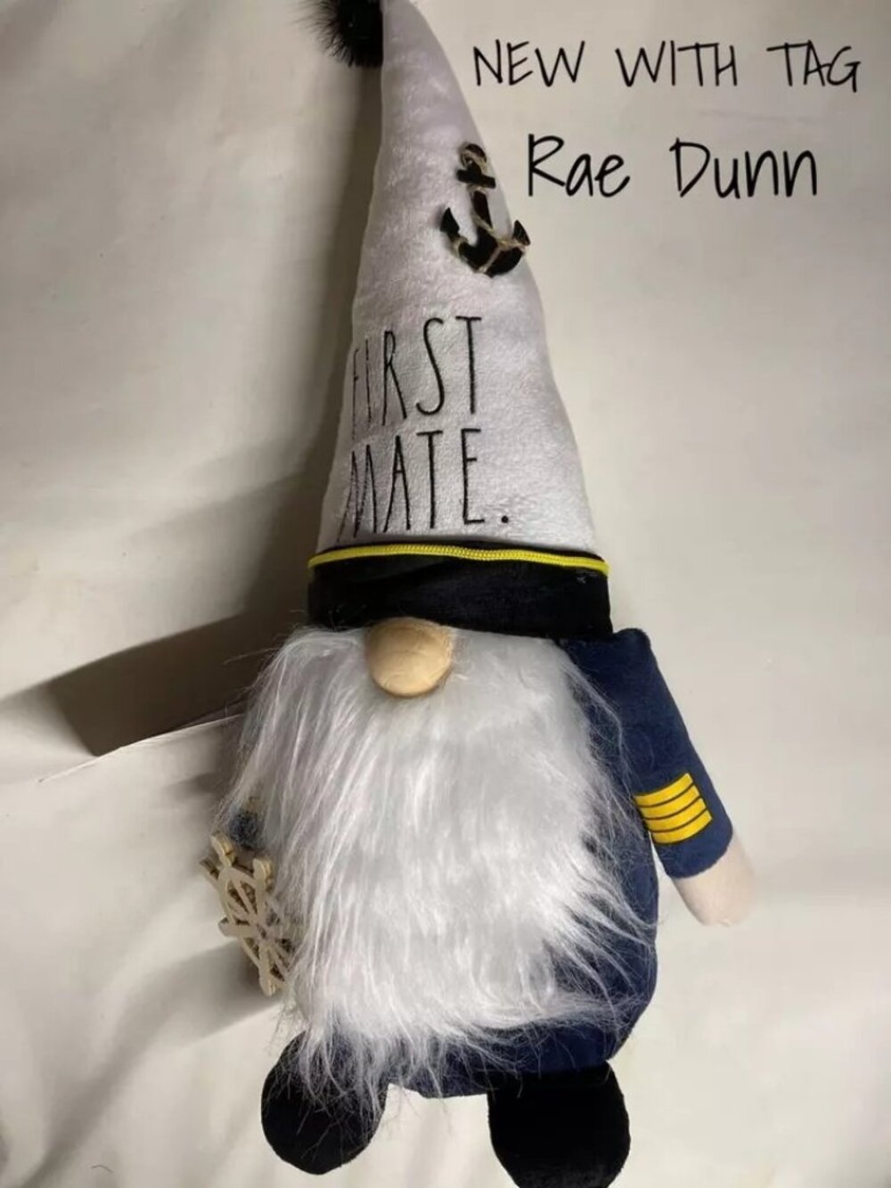 Rae Dunn Gnome ‘FIRST MATE’ Plush Toy - 20” Weighted Collectible, New with Tags